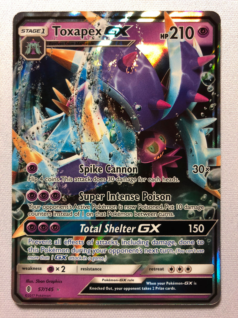Toxapex GX 57/145 Holo Ultra Rare Guardians Rising Pokemon Card Near M Toxapex GX 57/145 Holo Ultra Rare Guardians Rising Pokemon Card Near M