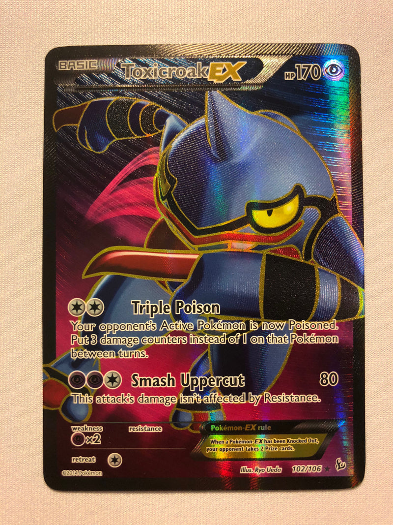 Toxicroak EX 102/106 XY Flashfire Full Art Holo Ultra Rare Pokemon Card Near Mint