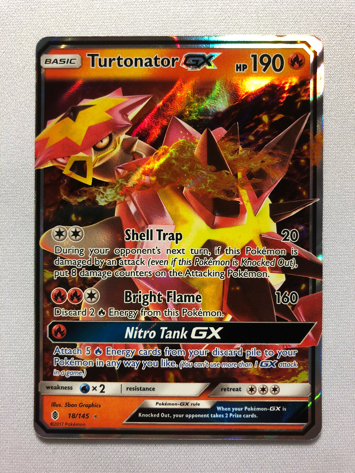 Turtonator GX 18/145 Holo Ultra Rare Full Art Guardians Rising Pokemon