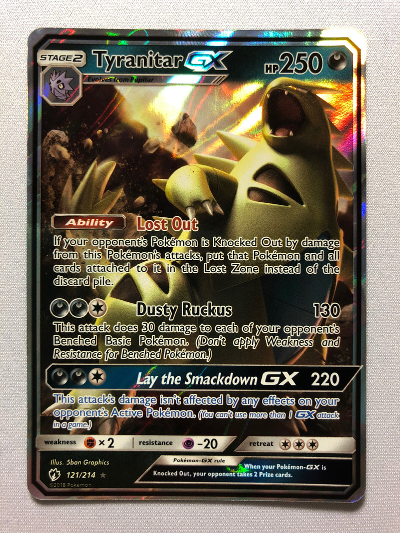 Tyranitar GX 121/214 Lost Thunder Holo Ultra Rare Pokemon Card Near Mi Tyranitar GX 121/214 Lost Thunder Holo Ultra Rare Pokemon Card Near Mi