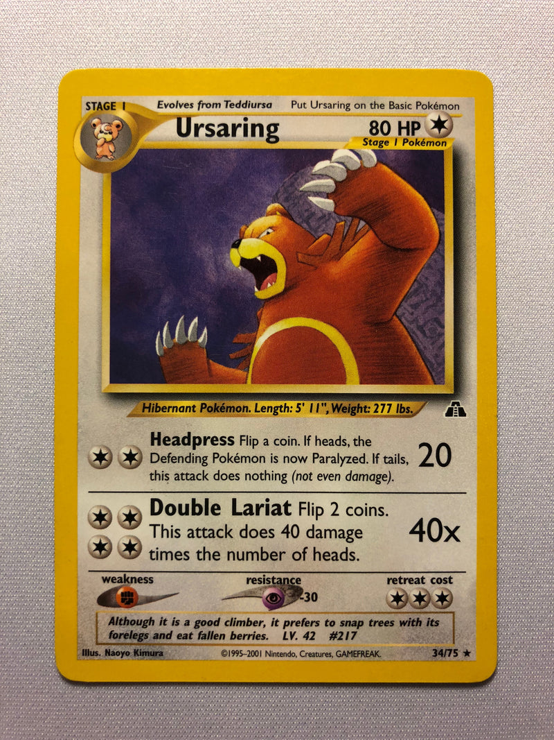 Ursaring 34/75 Rare Neo Discovery Pokemon Card Near Mint