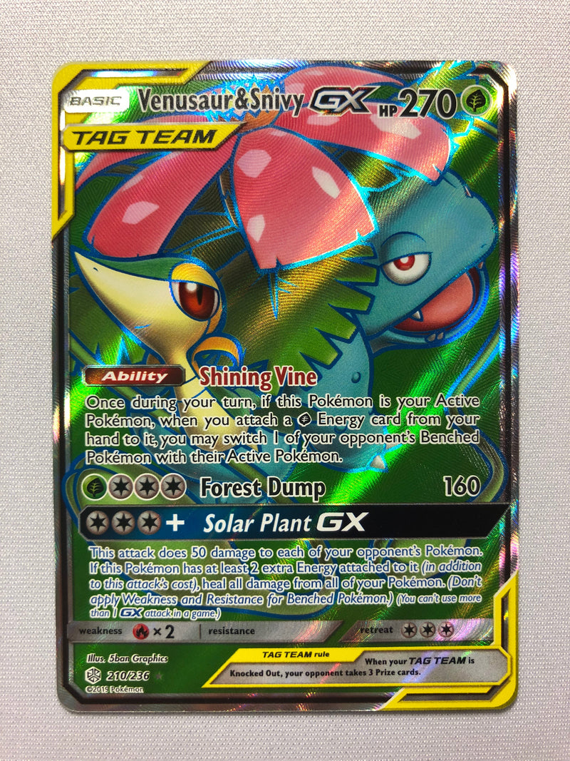 Venusaur & Snivy GX 210/236 Cosmic Eclipse Ultra Rare Pokemon Card Near Mint