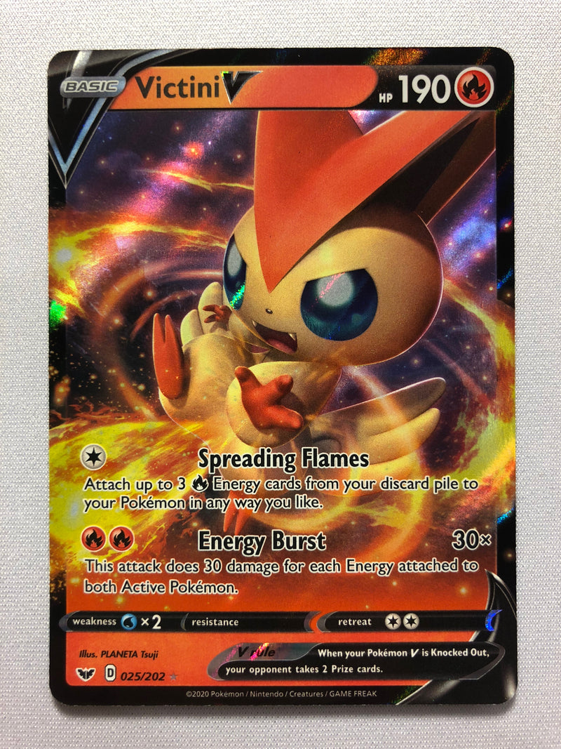 Victini V 025/202 Ultra Rare Full Art Sword & Shield Pokemon Card Near Mint