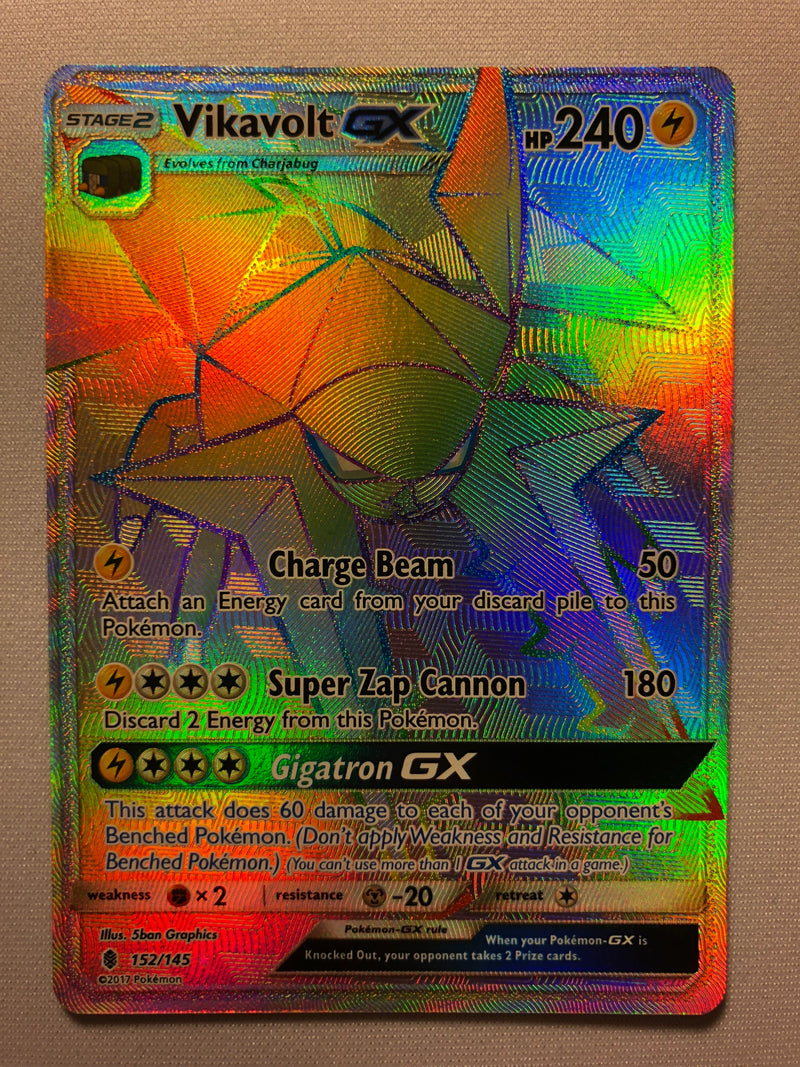 Vikavolt GX 152/145 Guardians Rising Rainbow Secret Rare Pokemon Card Vikavolt GX 152/145 Guardians Rising Rainbow Secret Rare Pokemon Card