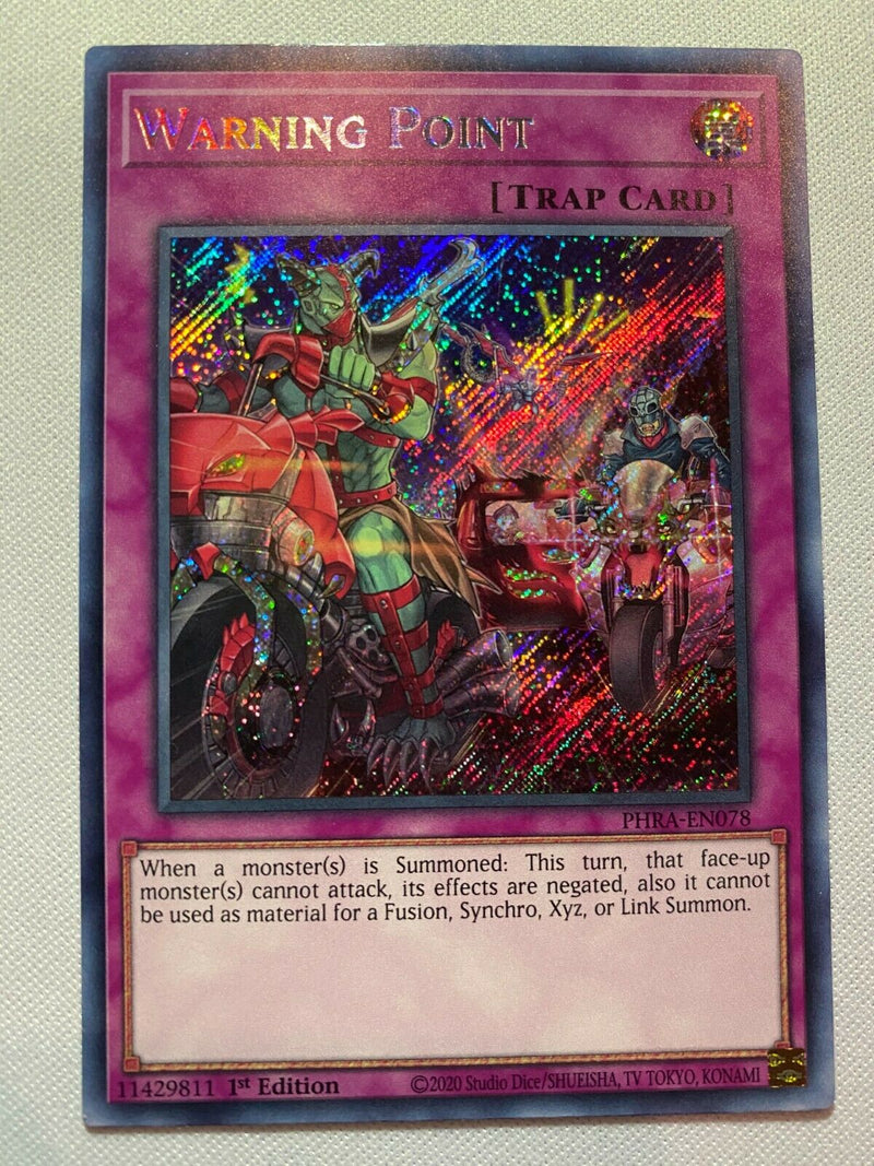 Yugioh Warning Point PHRA-EN078 1st Edition Secret Rare Near Mint