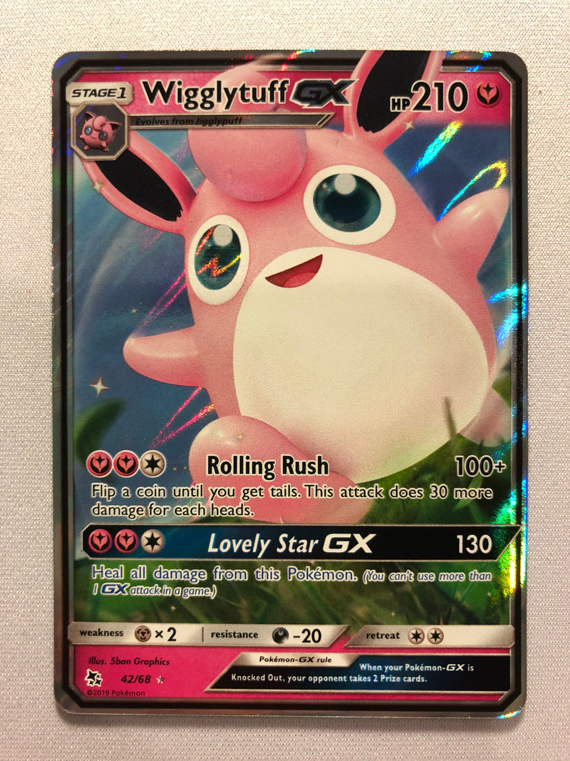 Wigglytuff GX 42/68 Hidden Fates Holo Rare Pokemon Card Near Mint
