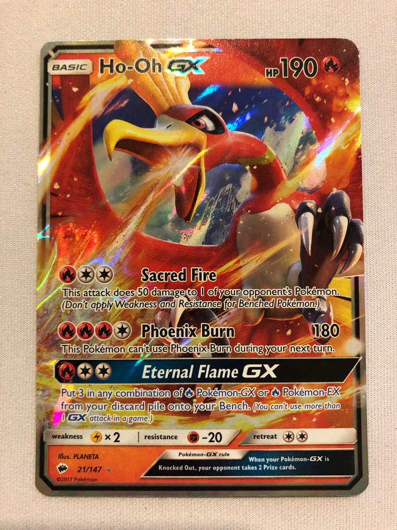 Ho-Oh GX 21/147 Holo Ultra Rare Sun & Moon Burning Shadows Pokemon Car Ho-Oh GX 21/147 Holo Ultra Rare Sun & Moon Burning Shadows Pokemon Car