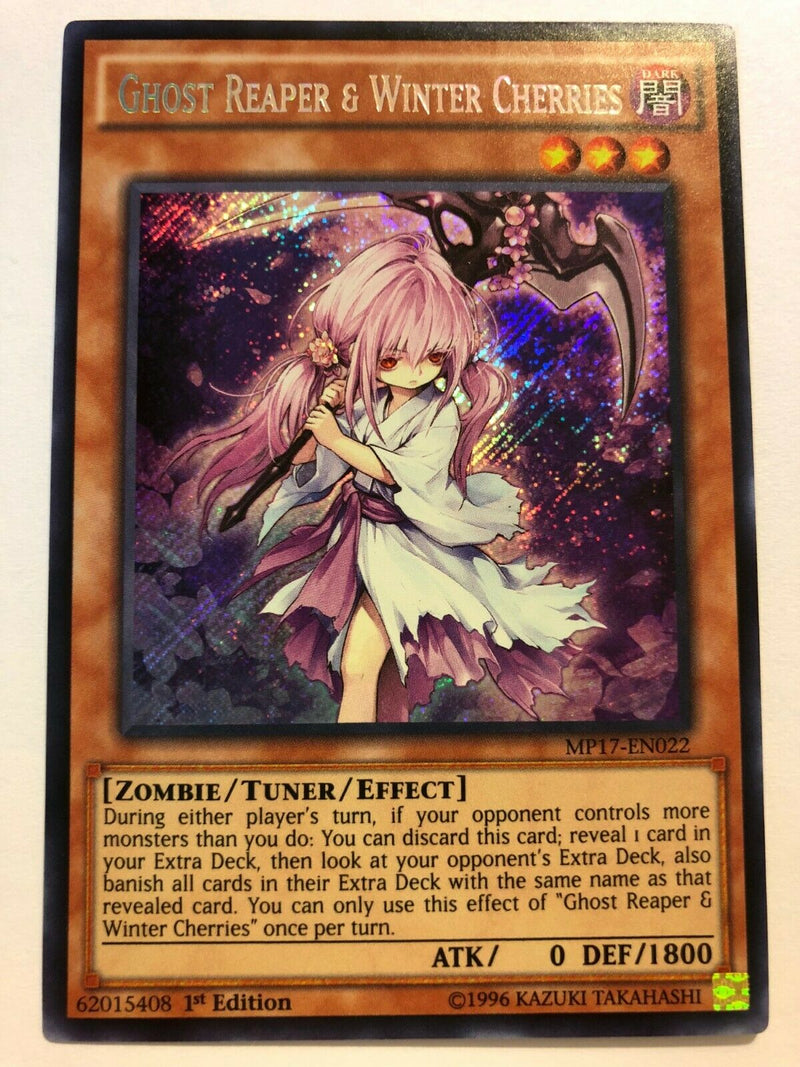 Yugioh Ghost Reaper & Winter Cherries MP17-EN022 Secret Rare 1st Editi Yugioh Ghost Reaper & Winter Cherries MP17-EN022 Secret Rare 1st Editi