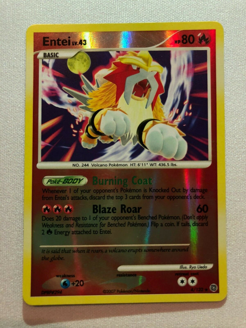 Entei 4/132 Reverse Holo Rare Vintage Pokemon Card Near Mint Entei 4/132 Reverse Holo Rare Vintage Pokemon Card Near Mint