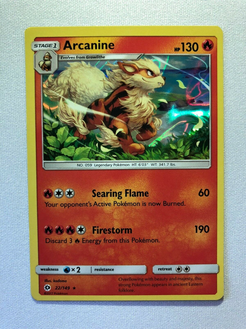 Arcanine 22/149 Sun & Moon Base Set Holo Pokemon Card Near Mint Arcanine 22/149 Sun & Moon Base Set Holo Pokemon Card Near Mint