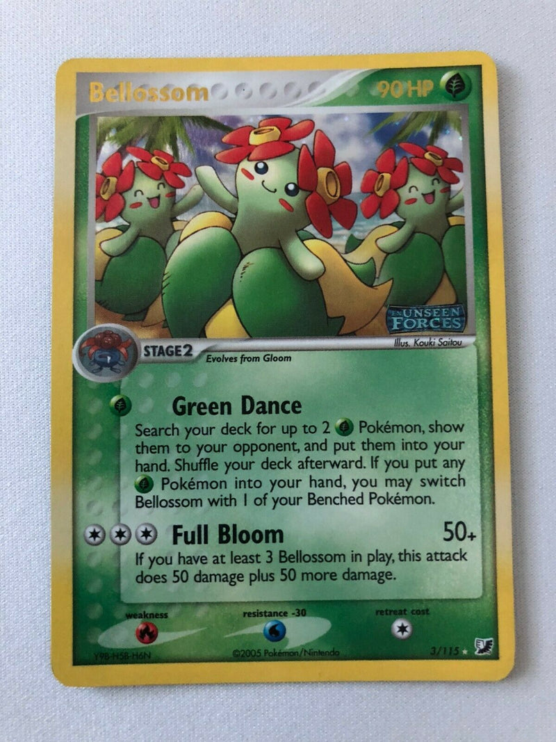 pokemon card bellossom Bellossom 3/115 Holo Rare Unseen Forces Stamped Pokemon Card Near Mint