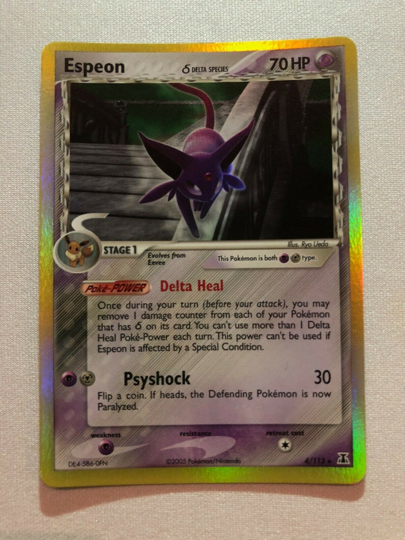 Espeon 4/113 Delta Species Holo Rare Reverse Holo Pokemon Card Near Mi Espeon 4/113 Delta Species Holo Rare Reverse Holo Pokemon Card Near Mi