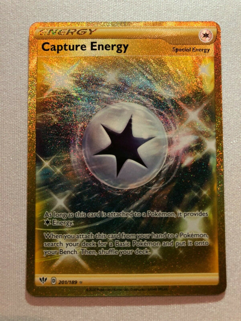 gold dark energy pokemon card Capture Energy 201/189 Darkness Ablaze Secret Ultra Rare Pokemon Card