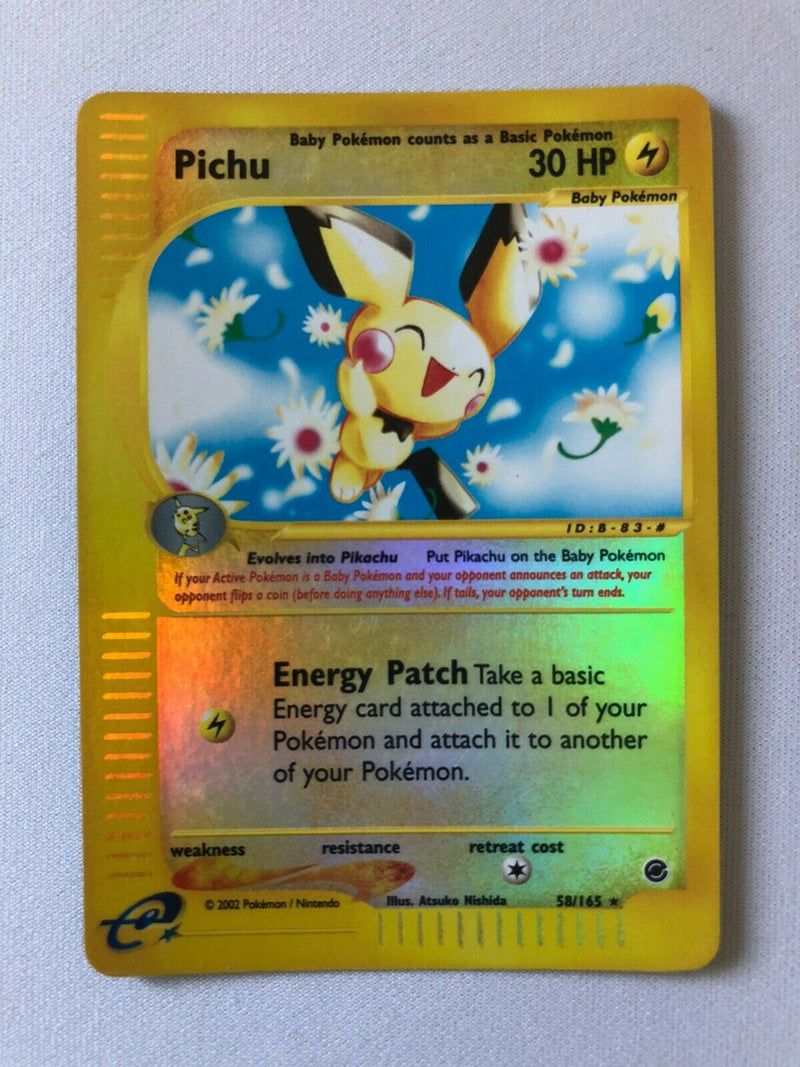 Pichu 58/165 Expedition Base Set Reverse Holo Pokemon Card Near Mint