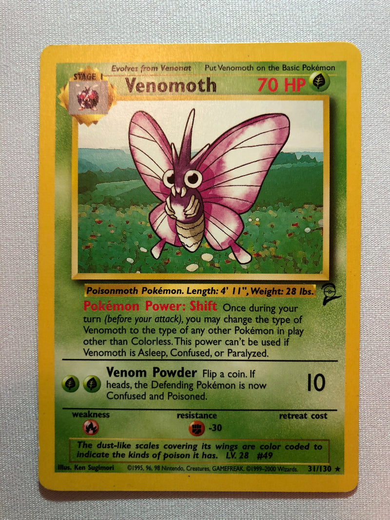 Venomoth 31/130 Rare Base Set 2 Pokemon Card Near Mint
